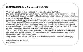 In memoriam - Joop Zwanenveld