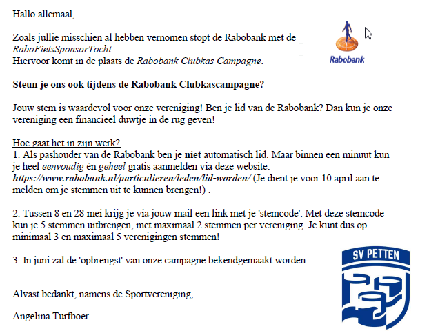 RABO clubkas actie