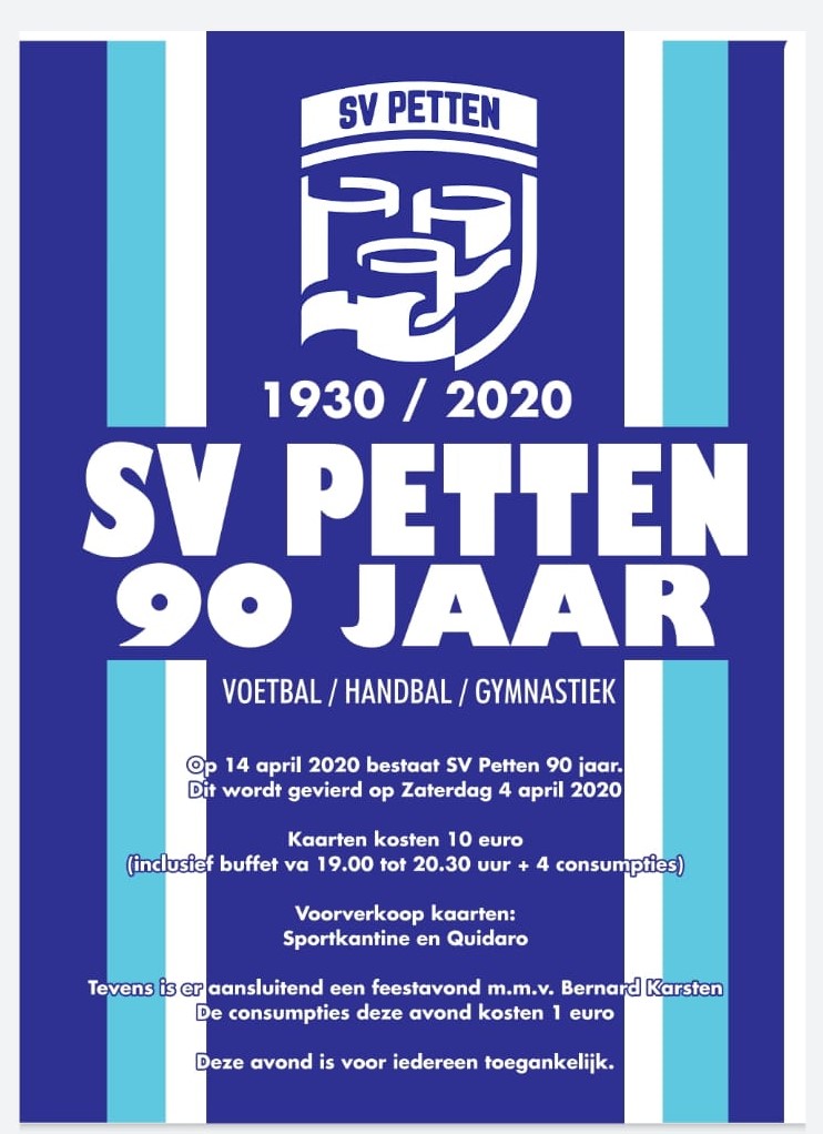 Kaartverkoop Feestavond 90 jaar sv Petten van start