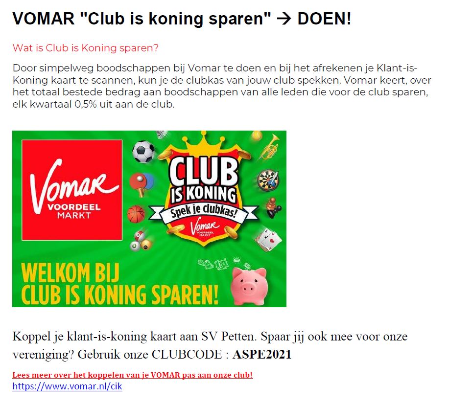 VOMAR sponsort