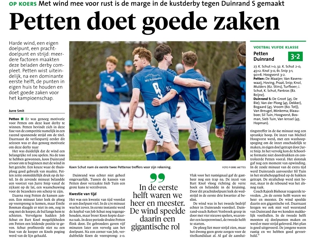 Petten wint de kustderby